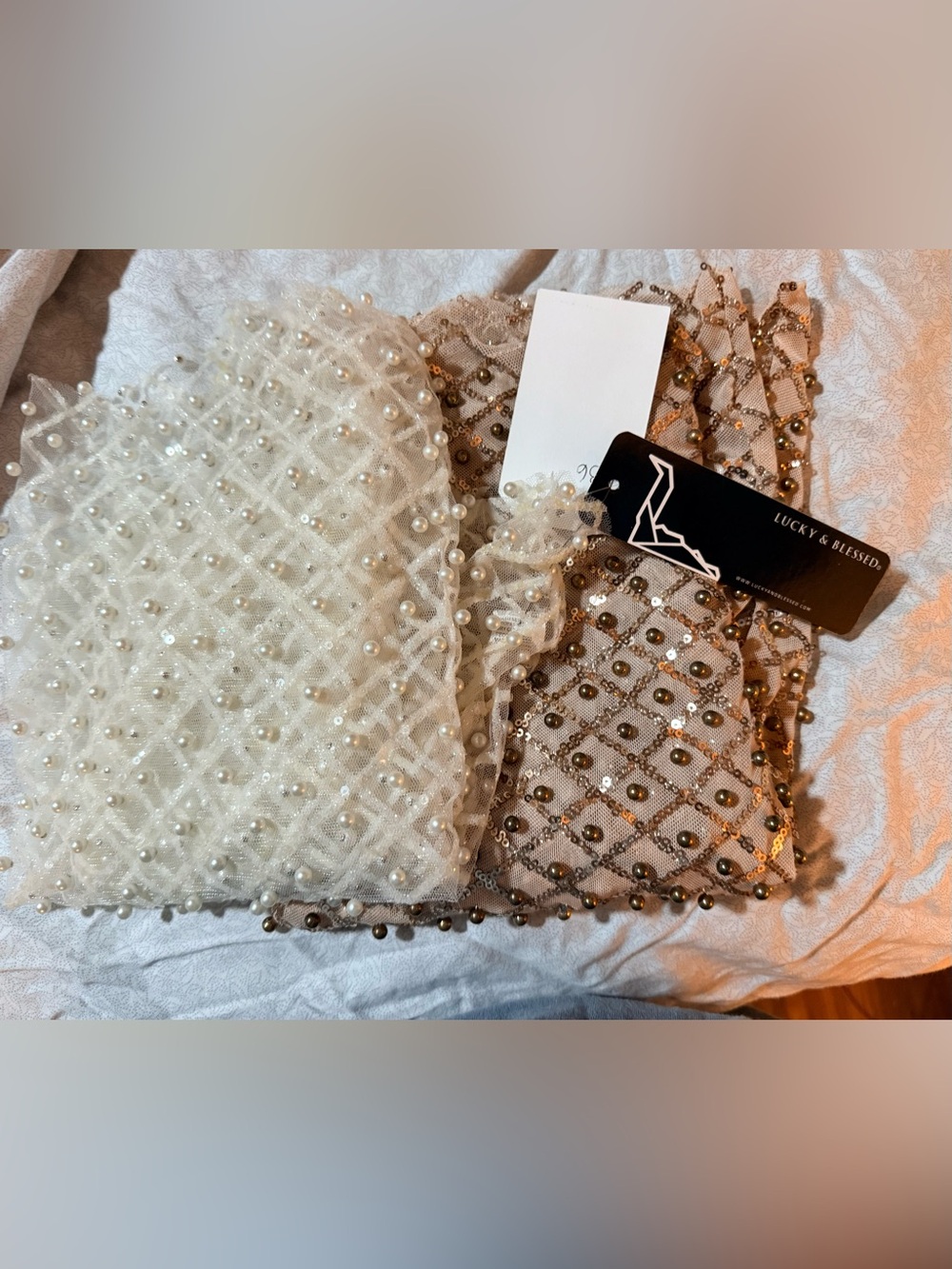 NWT/NWOT bundle of 2 pearl embellished crop tops